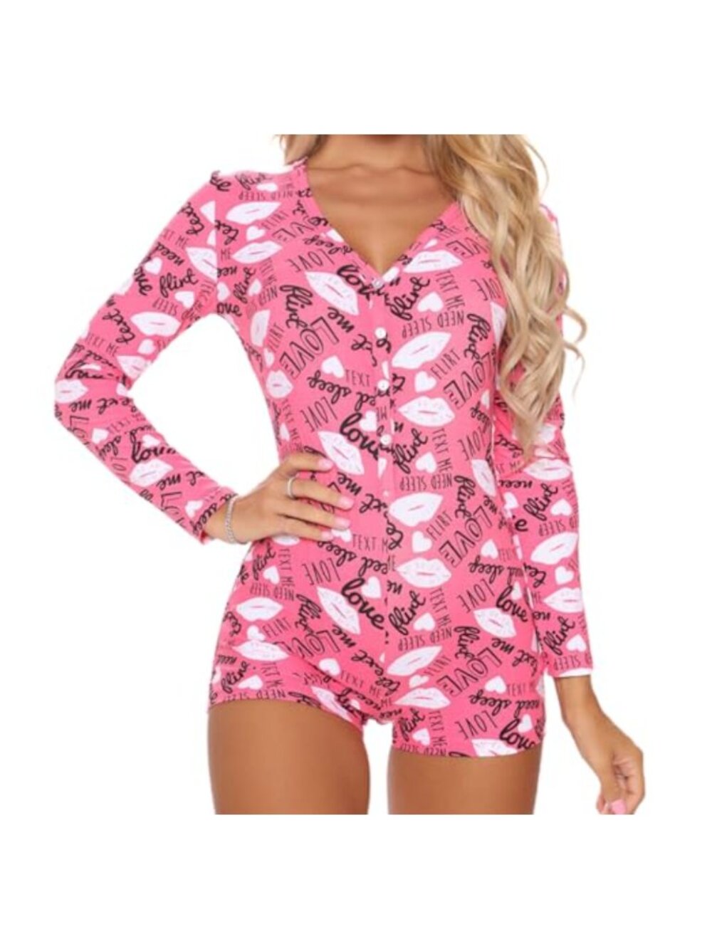 Nicoxijia Women V-Neck Short Sleeve Bodysuit Romper Pajama